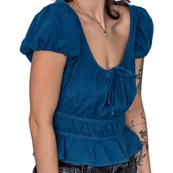 Paris Atelier • US 4 • Short Sleeve Blouse • Royal Blue - Picture 3 of 6